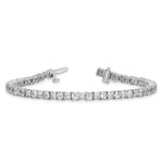 14k White Gold 7 carat Lab Grown Diamond VS/SI+ G+ Complete Princess and Round Tennis Bracelet - Image 5