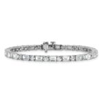 14k White Gold 10 carat Lab Grown Diamond VS/SI+ G+ Complete Emerald and Round Tennis Bracelet - Image 3