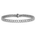 14k White Gold 6 1/2 carat Lab Grown Diamond VS/SI+ G+ Complete Emerald Bezel Set Tennis Bracelet - Image 3