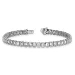 14k White Gold 6 1/2 carat Lab Grown Diamond VS/SI+ G+ Complete Emerald Bezel Set Tennis Bracelet - Image 5