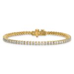 14k 5 carat Lab Grown Diamond VS/SI+ G+ Complete Princess Prong Set Tennis Bracelet - Image 3