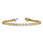 14k 5 carat Lab Grown Diamond VS/SI+ G+ Complete Princess Bezel Set Tennis Bracelet - Image 5