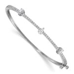 14k White Gold 1 1/4 carat Lab Grown Diamond VS/SI+ G+ Complete Round and Pear Hinged Bangle Bracelet