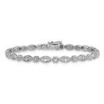 14k White Gold 1 carat Lab Grown Diamond VS/SI+ G+ Complete 7 inch Fancy Bracelet - Image 3