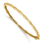 14k Bamboo Design Complete 1/4 carat Diamond Hinged Oval Bangle Bracelet - Image 2