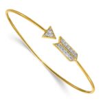14k Polished Complete 1/3 carat Diamond Arrow Flexible Bangle Bracelet