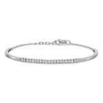 14k White Gold Complete 3/4 carat Diamond Half-Bangle 6.75 inch Bracelet with 0.5 inch Extender - Image 3