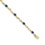 14k Complete Diamond and Oval Sapphire Twisted Link 7 inch Bracelet