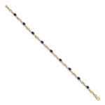 14k Complete Diamond and Oval Sapphire Fancy Link 7.25 inch Bracelet - Image 2