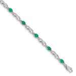 10k White Gold Diamond and Emerald Bracelet