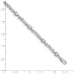 14k White Gold Complete Diamond and Oval Aquamarine X-design 7.25 inch Bracelet - Image 3