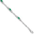 10k White Gold Diamond and Emerald Bracelet