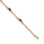 14k Complete Diamond and Oval Sapphire Heart Design 7 inch Bracelet