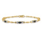 14k Complete Diamond and Oval Sapphire Heart Design 7 inch Bracelet - Image 3