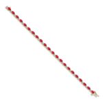 14k Complete Diamond and Oval Ruby 7 inch Bracelet - Image 2