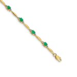 14k Complete Diamond and Oval Emerald 7.25 inch Bracelet