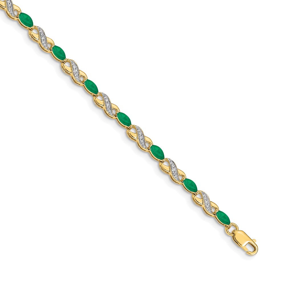 BM4485-EM-015-YA.jpg 14k Complete Diamond and Oval Emerald Infinity 7.25 inch Bracelet - Image 1