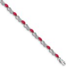 14k White Gold Complete Diamond and Oval Ruby Infinity 7.25 inch Bracelet