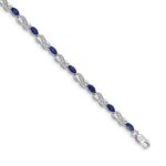 14k White Gold Complete Diamond and Oval Sapphire Infinity 7.25 inch Bracelet