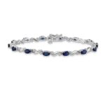 10k White Gold Diamond and Sapphire Bracelet - Image 3