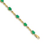 14k Complete Diamond and Oval Emerald Infinity 7 inch Bracelet