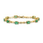 14k Complete Diamond and Oval Emerald Infinity 7 inch Bracelet - Image 3