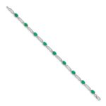 10k White Gold Diamond and Emerald Bracelet - Image 2