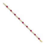 14k Complete Diamond and Oval Ruby Paperclip Link 7.25 inch Bracelet - Image 2