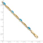 14k Complete Diamond and Oval Swiss Blue Topaz Fancy Link 7 inch Bracelet - Image 4