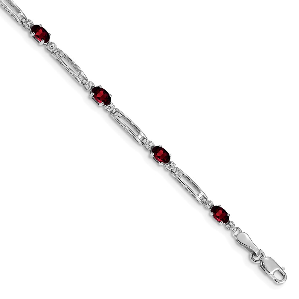 BM4492-GA-001-1WA.jpg 10k White Gold Diamond and Garnet Bracelet - Image 1