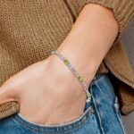 14k White Gold Complete Diamond and Oval Peridot Fancy Link 7 inch Bracelet - Image 4