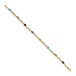 14k Complete Diamond and Oval Garnet/Swiss Blue Topaz/Peridot/Amethyst/Citrine 7 inch Rainbow Bracelet - Image 2