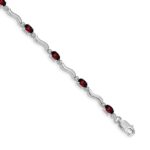 10k White Gold Fancy Diamond and Garnet Bracelet