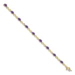 14k Complete Oval Amethyst and Diamond Infinity Link 7 inch Bracelet - Image 2