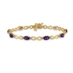 14k Complete Oval Amethyst and Diamond Infinity Link 7 inch Bracelet - Image 3
