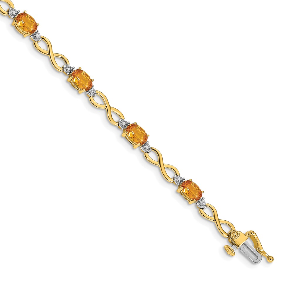 BM4494-CI-003-YA.jpg 14k Complete Oval Citrine and Diamond Infinity Link 7 inch Bracelet - Image 1