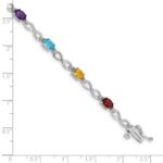 10k White Gold Rainbow Gemstone and Diamond Infinity Bracelet - Image 4