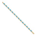 14k Complete Diamond and Oval Swiss Blue Topaz Floral 7 inch Bracelet - Image 2