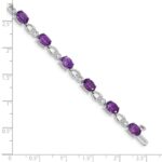 14k White Gold Complete Oval Amethyst and Diamond Fancy Link 7 inch Bracelet - Image 4