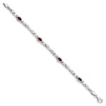 10k White Gold Garnet 4 Stone Bracelet - Image 2