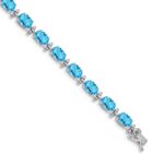 14k White Gold Complete Oval Swiss Blue Topaz 7 inch Bracelet