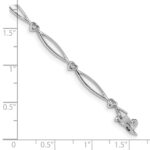 14k White Gold Complete 0.03 carat Diamond Heart and Oval Link 7.25 inch Bracelet - Image 3