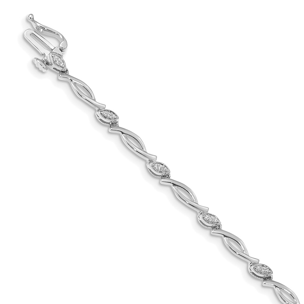 BM4606-013-WA.jpg 14k White Gold Complete 1/8 carat Diamond Fancy Link 7.5 inch Bracelet - Image 1