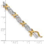 14k Two-tone Complete 1 carat Baguette Diamond X-design 7 inch Bracelet - Image 3