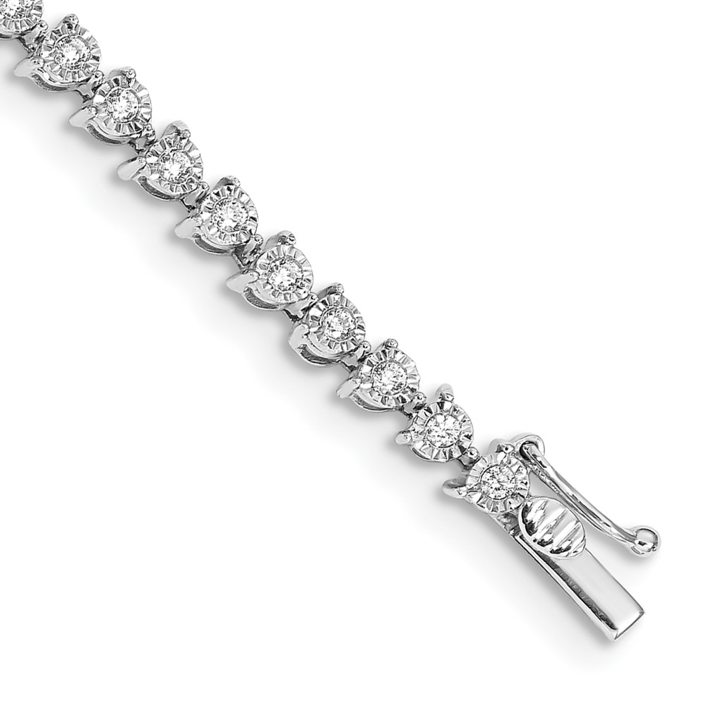 BM4655-100-WA.jpg 14k White Gold Complete 1 carat Diamond Illusion Setting 7 inch Tennis Bracelet - Image 1