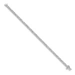 14k White Gold Complete 1 carat Round and Baguette Diamond 7 inch Tennis Bracelet - Image 2