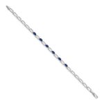14k White Gold Complete Oval Sapphire and Paperclip Link 7 inch Bracelet - Image 2