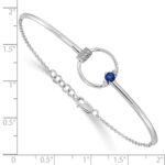 14k White Gold Complete 1/10 carat Diamond and Blue Sapphire Circle 7 inch Bracelet with 0.5 inch Extender - Image 4
