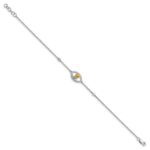 14k White Gold Polished Complete Diamond and Round Citrine 7 inch Eye Bracelet with 0.5 inch Extender - Image 2