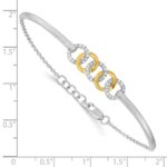 14k Two-tone Polished Complete 1/5 carat Diamond Circles Half-Bangle 7 inch Bracelet with 0.5 inch Extender - Image 3